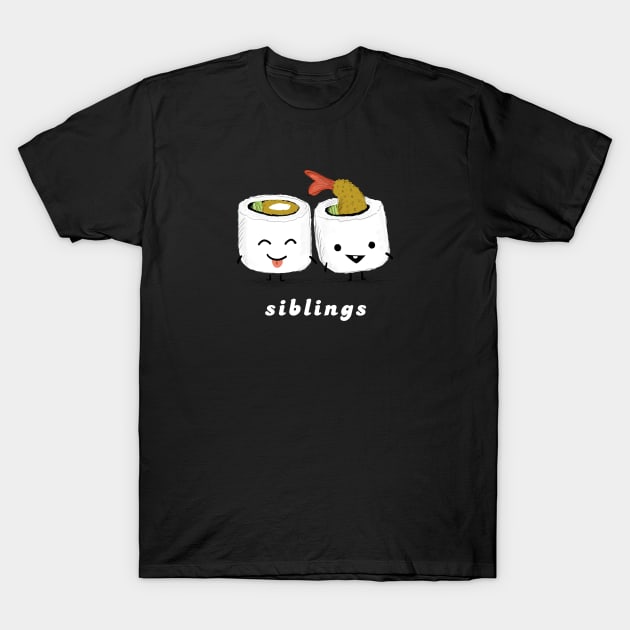 Sushi Siblings | Kawaii Sushi Rolls T-Shirt by Coffee Squirrel